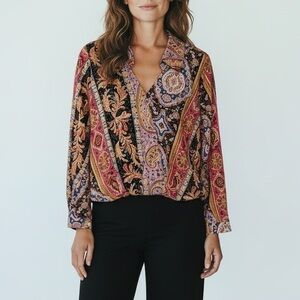 Rachel Zoe Multicolor Paisley rayon Blouse size S